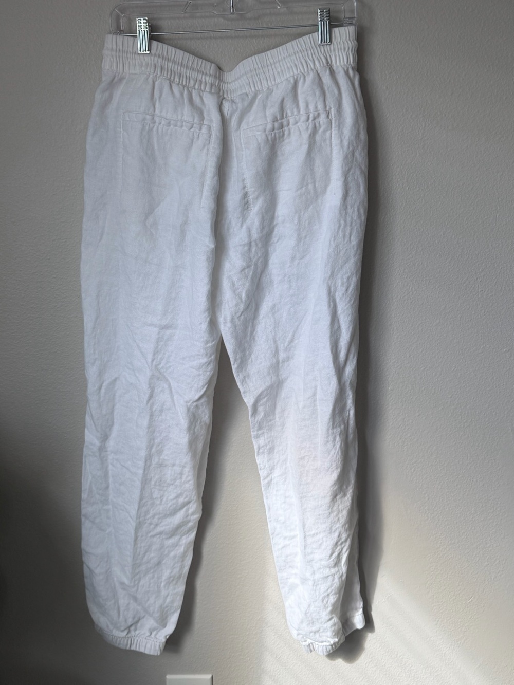 Athleta Retreat Linen Jogger Pants White Size 8 Calla Lily Coastal Grandma - Picture 5 of 5